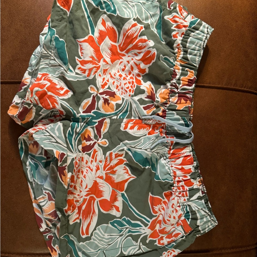 Floral Print Shorts in Green and Orange